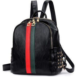 PU Leather Mini A Black Backpack Women Cute Fashion Shoulder Bag Small Purse